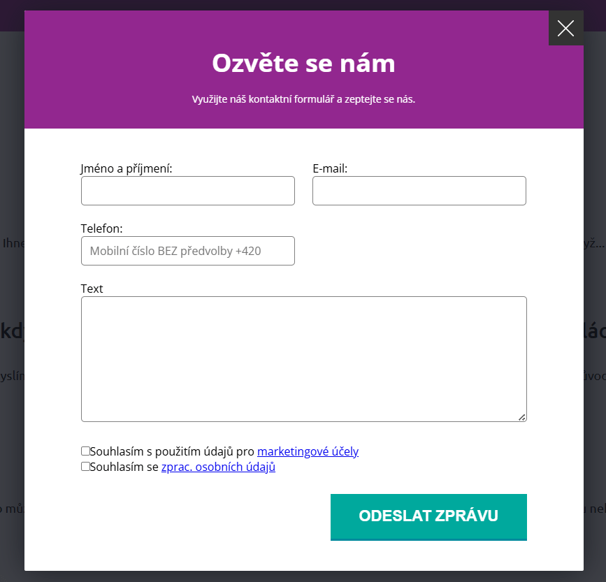 Jediným způsobem, jak se dá firma kontaktovat, je vyplnění formuláře na jejich webu.