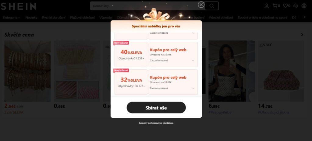 Na Sheinu lze vždy najít nějakou slevu – od 30% slevy pro nové zákazníky přes dopravu zdarma při nákupu nad určitou cenu až po výprodeje a slevové kupony, které se na obrazovce objevují. Je třeba postupovat zodpovědně a nepodlehnout nekontrolovanému nákupu.